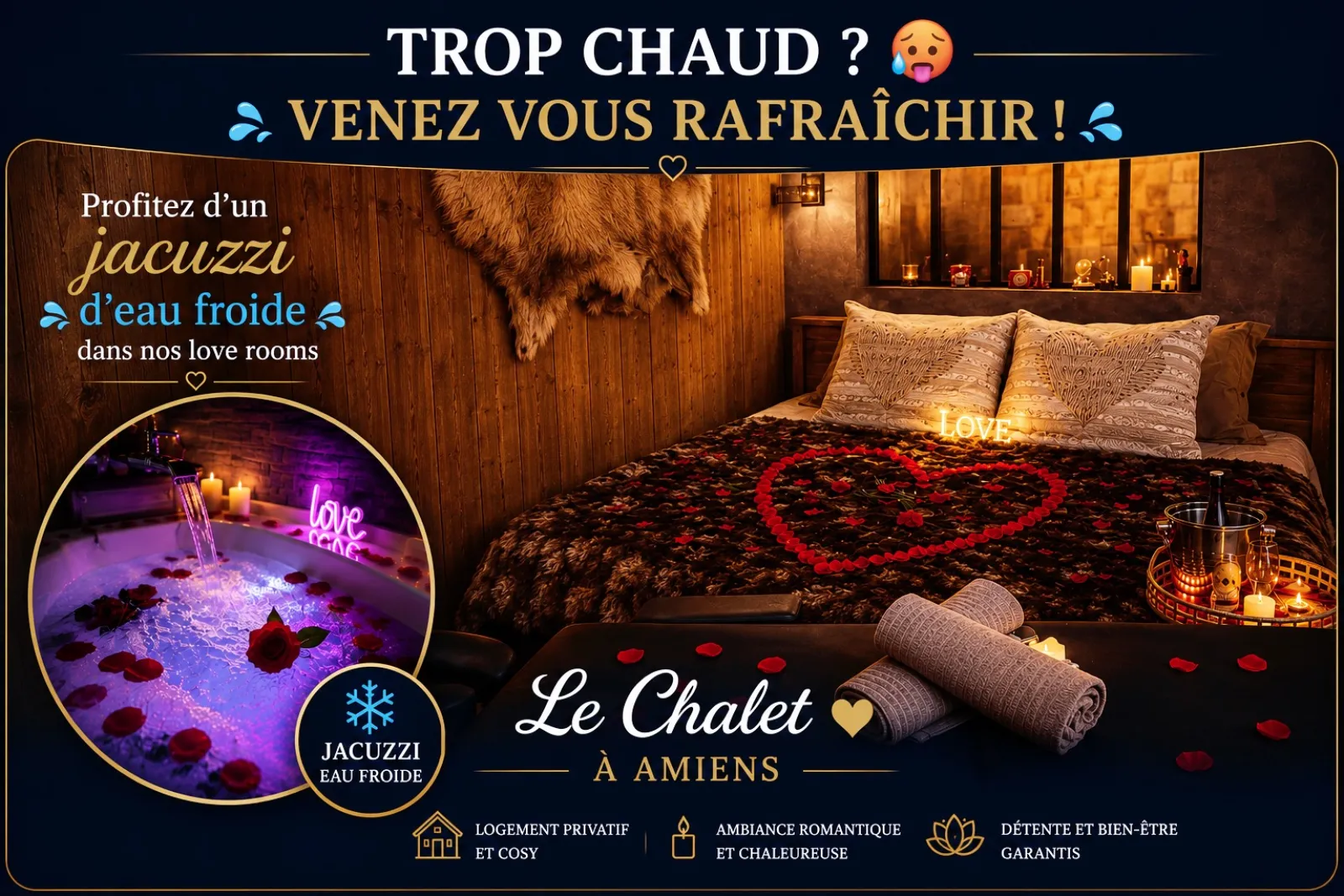 Chalet Romantique Spa & Ciné Privé - Chalet avec spa, sauna et cinéma privés (Amiens, Somme)