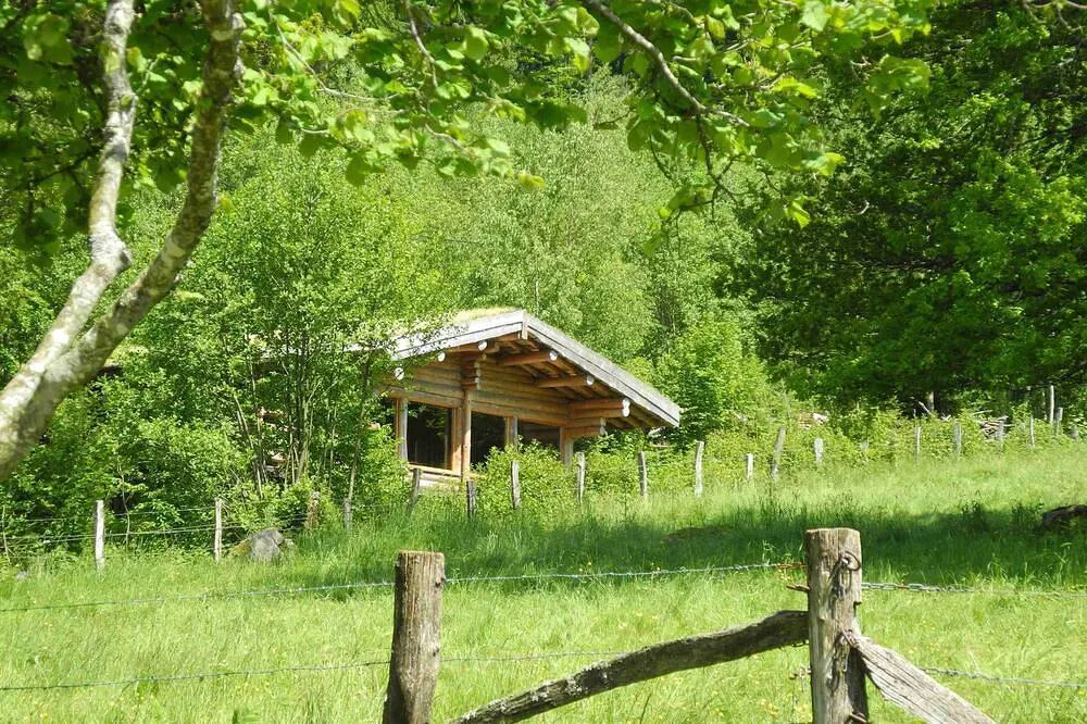 Fuste à toit végétal du Barba - Spa et sauna privés en forêt (Faucompierre, Vosges)