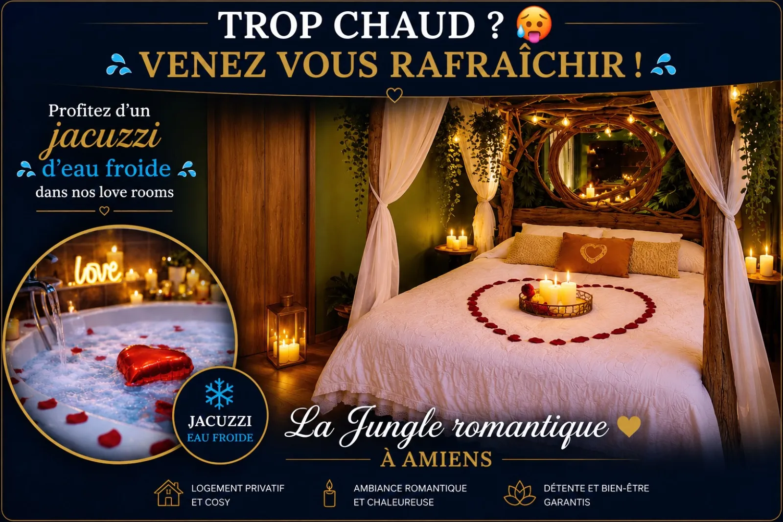 Jungle romantique - Appartement avec spa privatif et cinéma (Amiens, Somme)