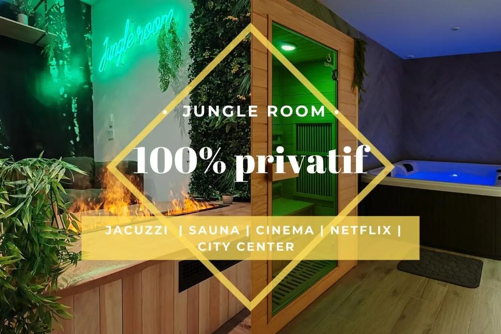 Jungle Room sauna et jacuzzi - une suite végétale en hypercentre (Troyes, Aube)