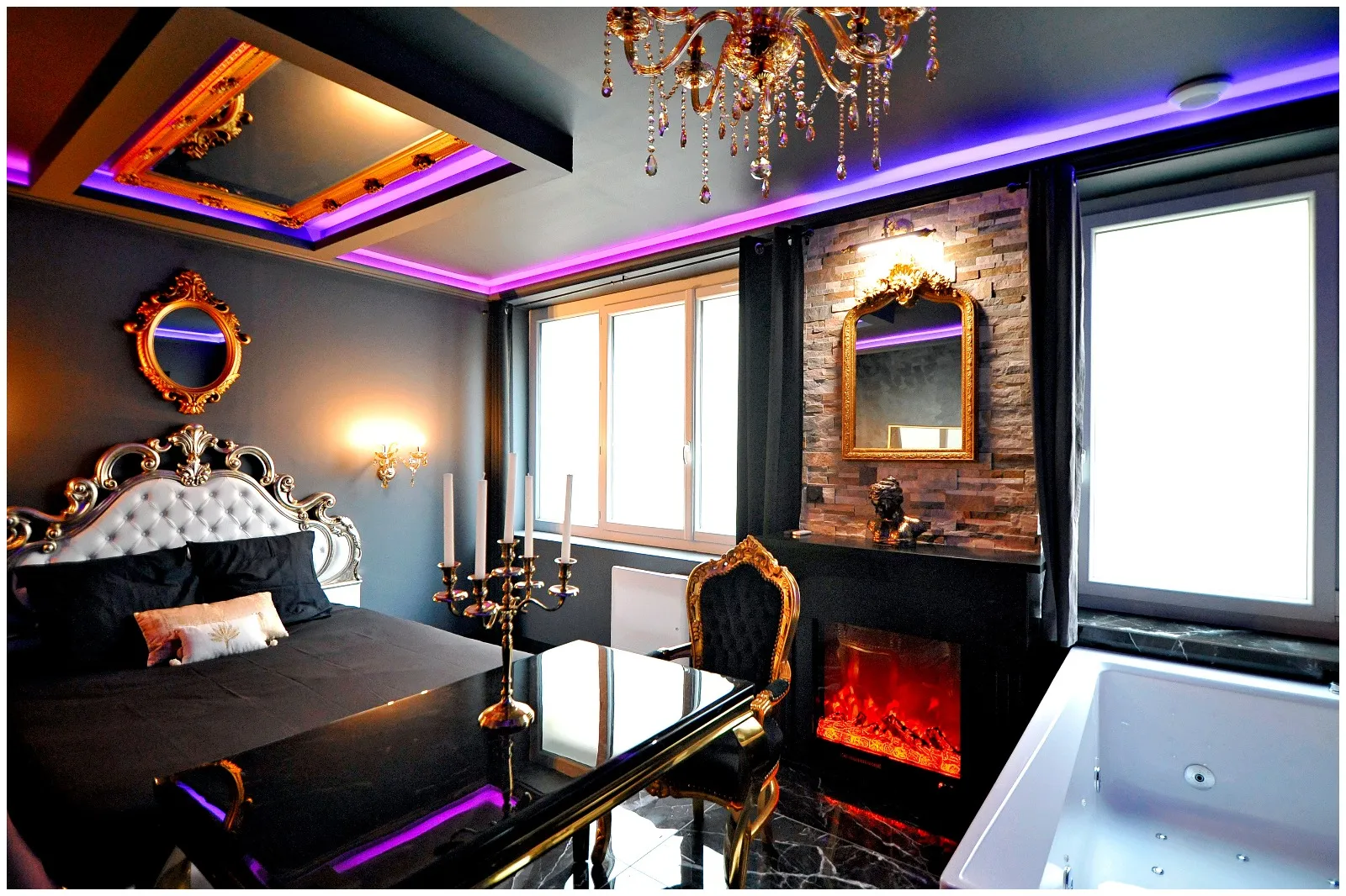 La suite MAJESTUEUSE, SPA XXL, CHEMINÉE LUXE, 5 min du centre, gîte spa à Bourgoin-Jallieu - photo 2 sur 12