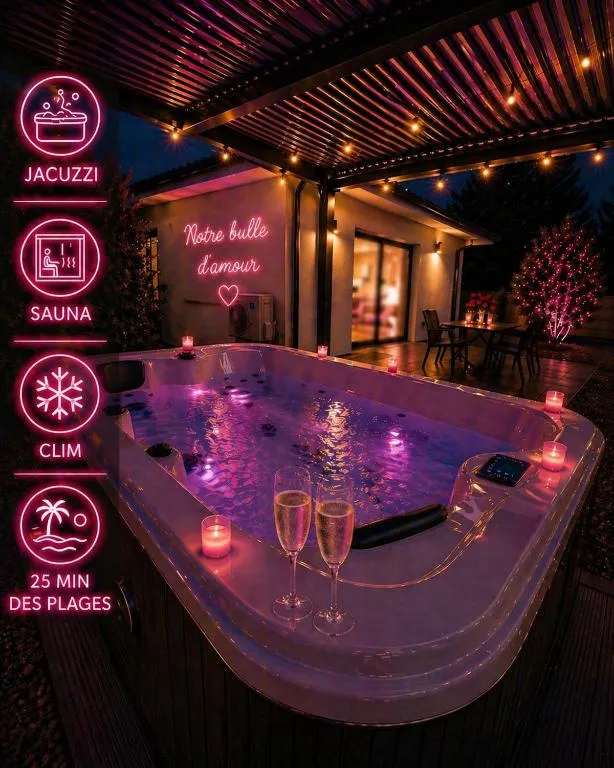 Villa Jacuzzi d'Ychoux - Sauna, bain à remous et jardin privé (Ychoux, Landes)