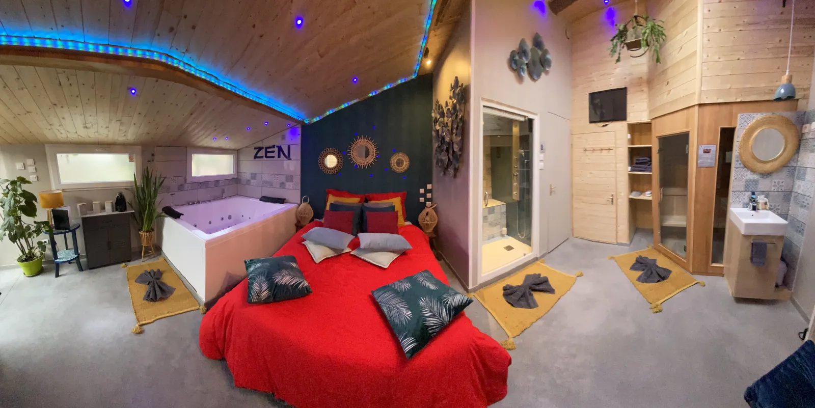 Zen - Suite bien-être avec bain jacuzzi XXL et sauna traditionnel (Nièvroz, Ain)